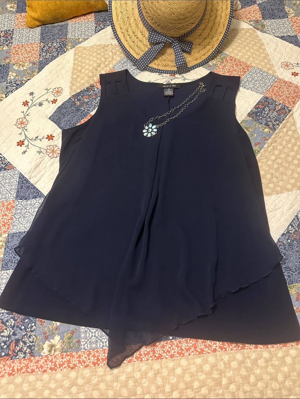 Adele & May Navy Sleeveless Asymmetrical Layered Top